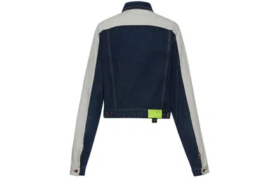 Off-white Splicing Sleeve Denim Jacket Blue