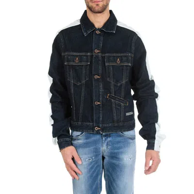 Off-white Splicing Sleeve Denim Jacket Blue