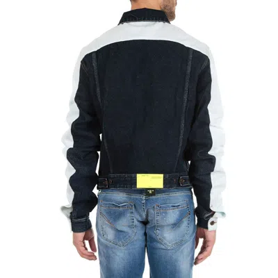 Off-white Splicing Sleeve Denim Jacket Blue