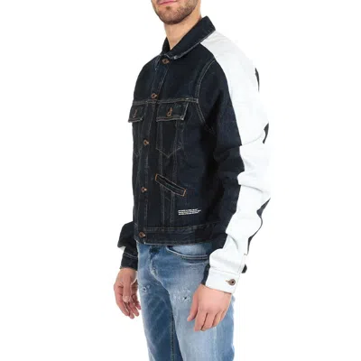 Off-white Splicing Sleeve Denim Jacket Blue