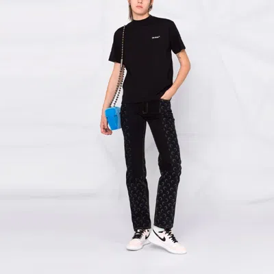 Off-white Diagonal Logo Cotton Graphic T-shirt In Black