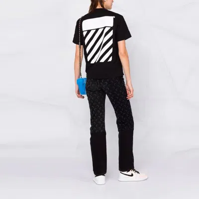Off-white Diagonal Logo Cotton Graphic T-shirt In Black