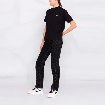 Off-white Diagonal Logo Cotton Graphic T-shirt In Black