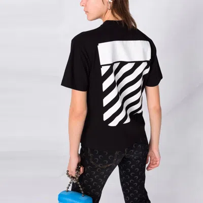 Off-white Diagonal Logo Cotton Graphic T-shirt In Black