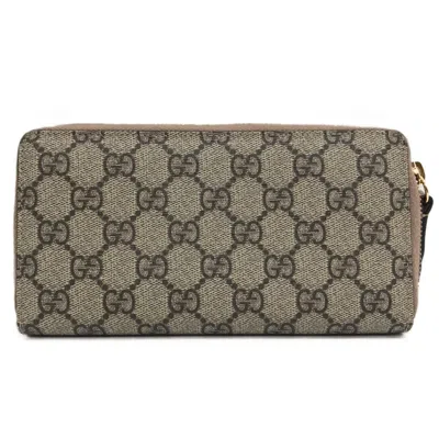 Pre-owned Gucci Beige Gg Supreme Long Wallet (bi-fold) () In Sand