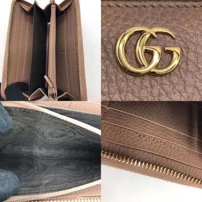 Pre-owned Gucci Beige Gg Supreme Long Wallet (bi-fold) () In Sand