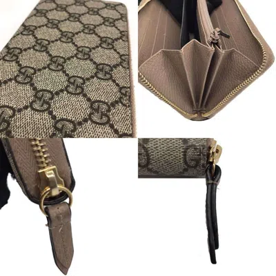 Pre-owned Gucci Beige Gg Supreme Long Wallet (bi-fold) () In Sand