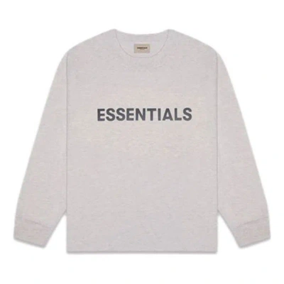 Essentials Fear Of God  Fw20 Long Sleeve Logo Tee 'heather Oatmeal'