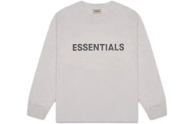 Essentials Fear Of God  Fw20 Long Sleeve Logo Tee 'heather Oatmeal'
