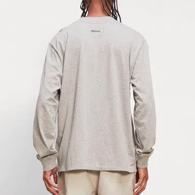 Essentials Fear Of God  Fw20 Long Sleeve Logo Tee 'heather Oatmeal'