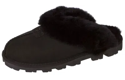 Ugg Disquette Chalet Suede And Sheepskin Slippers In Black
