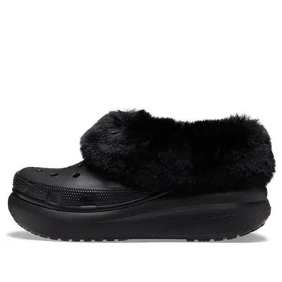Crocs Classic Furever Crush Faux Shearling Lined Clog In Black