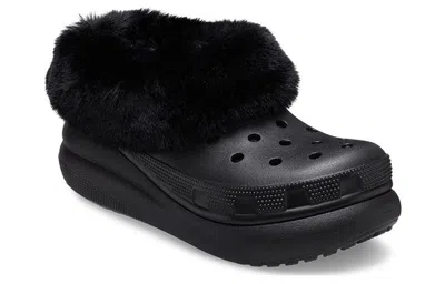 Crocs Classic Furever Crush Faux Shearling Lined Clog In Black