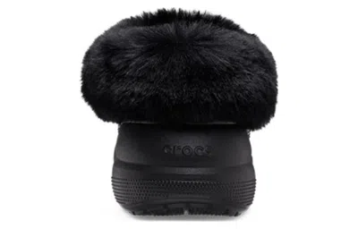 Crocs Classic Furever Crush Faux Shearling Lined Clog In Black