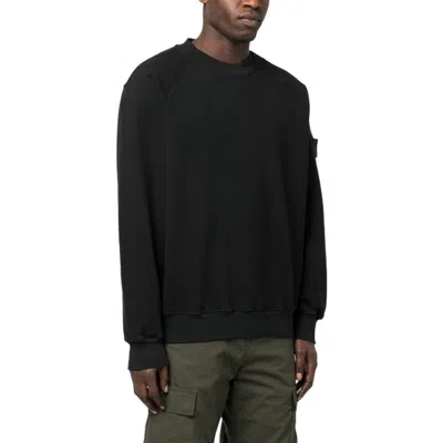 Stone Island Men's Cotton Crewneck Sweatshirt In Black
