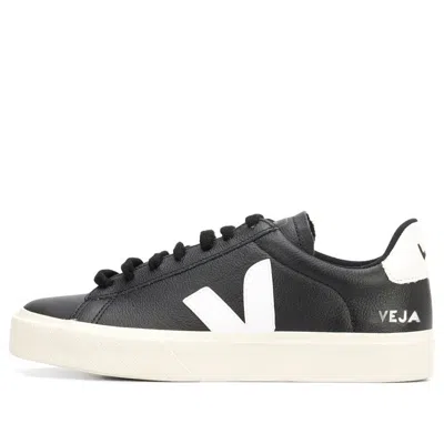Veja Campo' Black And White Low Top Sneakers In Vegan Leather In Black
