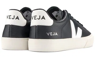 Veja Campo' Black And White Low Top Sneakers In Vegan Leather In Black