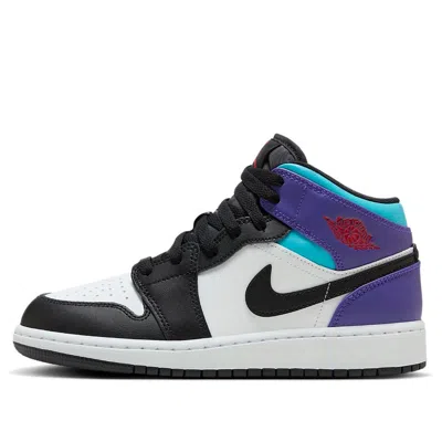 Air Jordan (gs)  1 Mid 'aqua' In Black