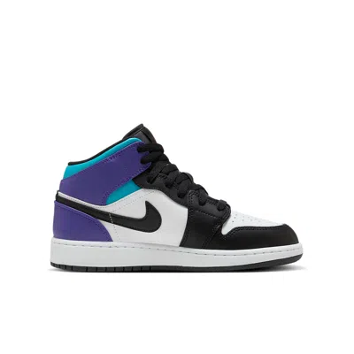 Air Jordan (gs)  1 Mid 'aqua' In Black