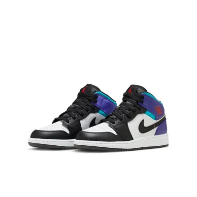 Air Jordan (gs)  1 Mid 'aqua' In Black