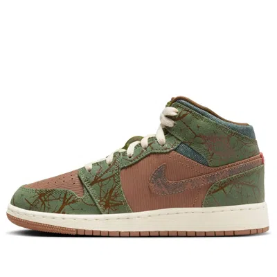 Air Jordan (gs)  1 Mid 'treeline' In Green