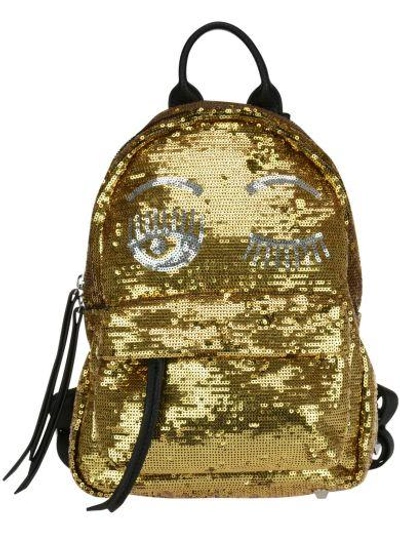 Shop Chiara Ferragni Flirting Backpack In Gold