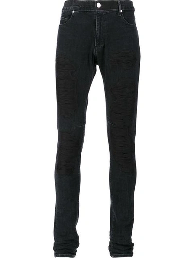 Shop Rta Embroidered Skinny Jeans - Black