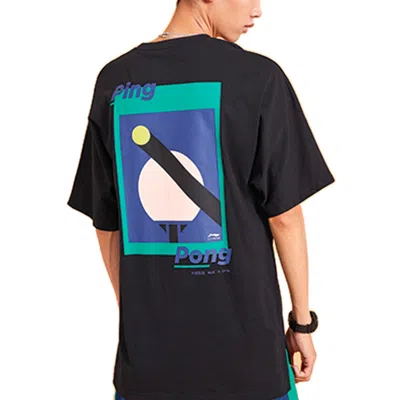 Li-ning Paris Fashion Week Printing Loose Tee 'black Blue'
