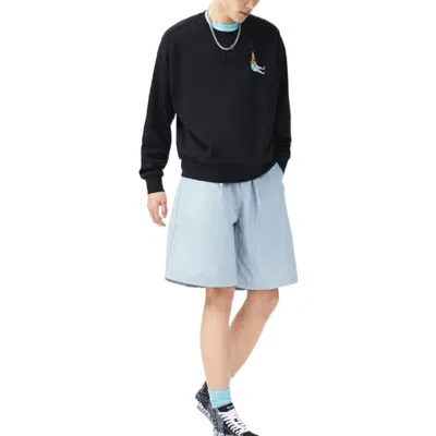 Li-ning Skateboard Series Back Cartoon Printing Loose Round Neck Pullover 'black'