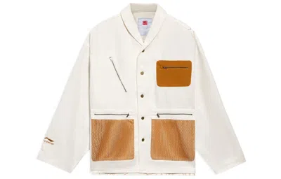 Li-ning Back Landscape Pattern Printing Lapel Single Breasted Jacket 'white'
