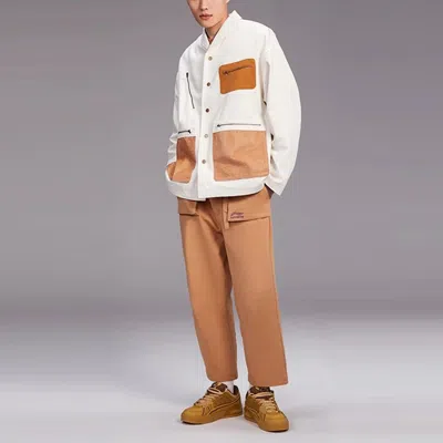 Li-ning Back Landscape Pattern Printing Lapel Single Breasted Jacket 'white'