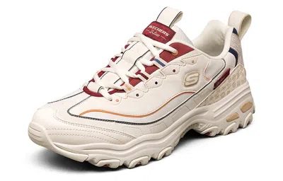 Skechers D Lites Low-top Running Shoes Beige/red In White