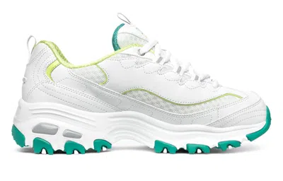 Skechers (wmns)  D Lites 1.0 Low-top Running Shoes White/green In Multi