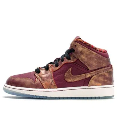 Air Jordan (gs)  1 Mid 'bhm' In Burgundy
