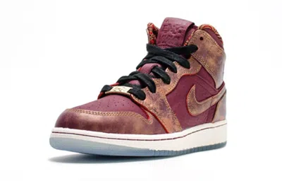 Air Jordan (gs)  1 Mid 'bhm' In Burgundy