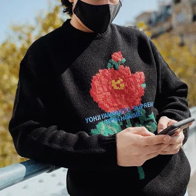 Supreme Fw20 Week 4  X Yohji Yamamoto Crossover Rose Flower Pattern Unisex Black