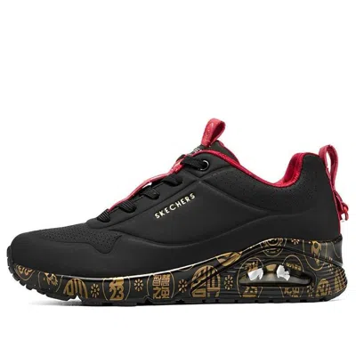 Skechers (wmns)  2023 Year Of The Rabbit Uno Celebrat-airy Athletic Sneakers 'black Red Gold' In Multi