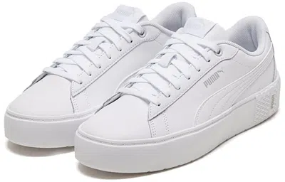 Puma Smash V3 Snake Embossed Leather Platform Sneaker In White