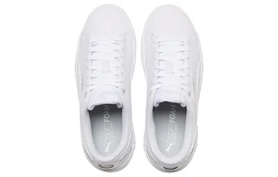 Puma Smash V3 Snake Embossed Leather Platform Sneaker In White