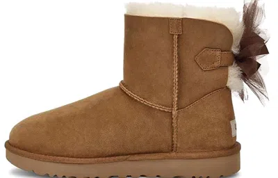 Ugg Mini Bailey Bow Ii Shearling Fur Boots In Brown
