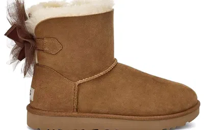 Ugg Mini Bailey Bow Ii Shearling Fur Boots In Brown