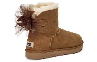 Ugg Mini Bailey Bow Ii Shearling Fur Boots In Brown