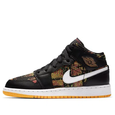 Air Jordan (gs)  1 Mid 'black Laser Orange' In Multi
