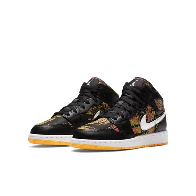 Air Jordan (gs)  1 Mid 'black Laser Orange' In Multi