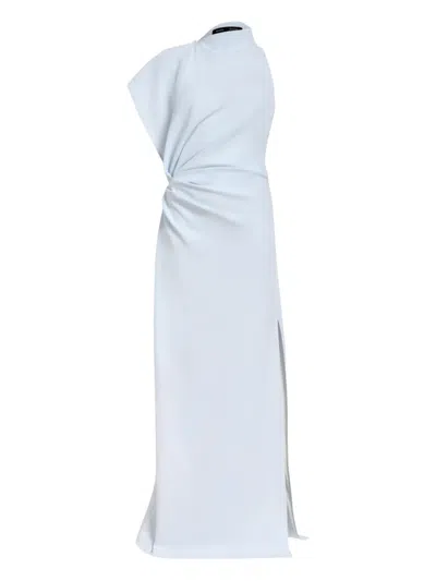 Proenza Schouler Devyn Draped Matte Double Crepe Dress In Blue