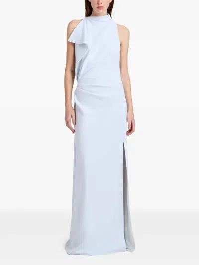 Proenza Schouler Devyn Draped Matte Double Crepe Dress In Blue