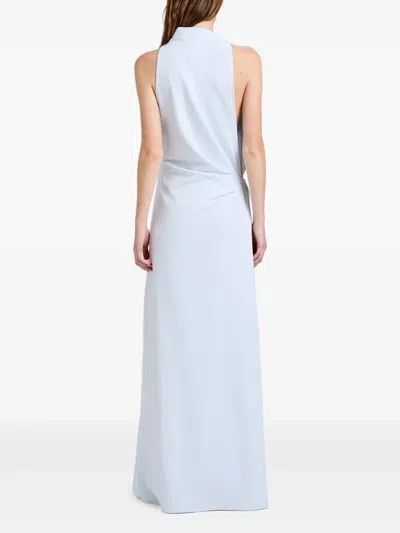 Proenza Schouler Devyn Draped Matte Double Crepe Dress In Blue