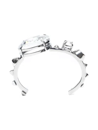 Pre-owned Miu Miu 2000s Crystal Bracelet In Silver