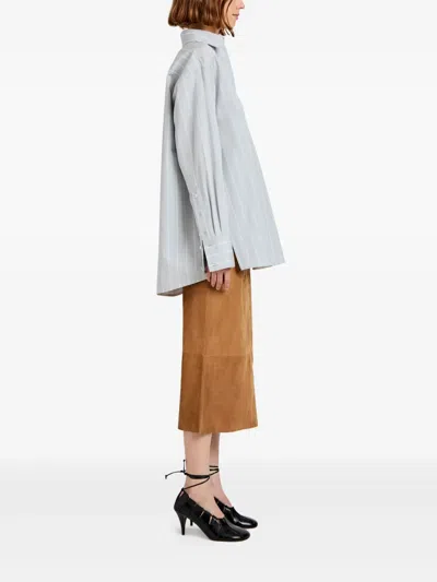Proenza Schouler Nadia Pencil Suede Midi Skirt In Brown