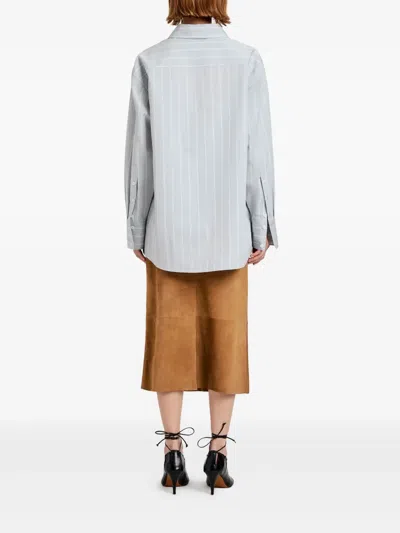 Proenza Schouler Nadia Pencil Suede Midi Skirt In Brown